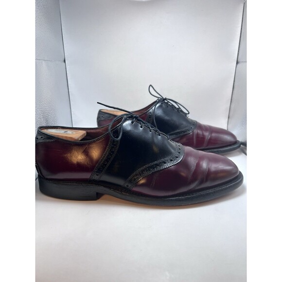 Allen Edmonds Polo Burgundy & Black Leather Oxford Dress Shoes Size 9 3E EEE - Picture 2 of 6